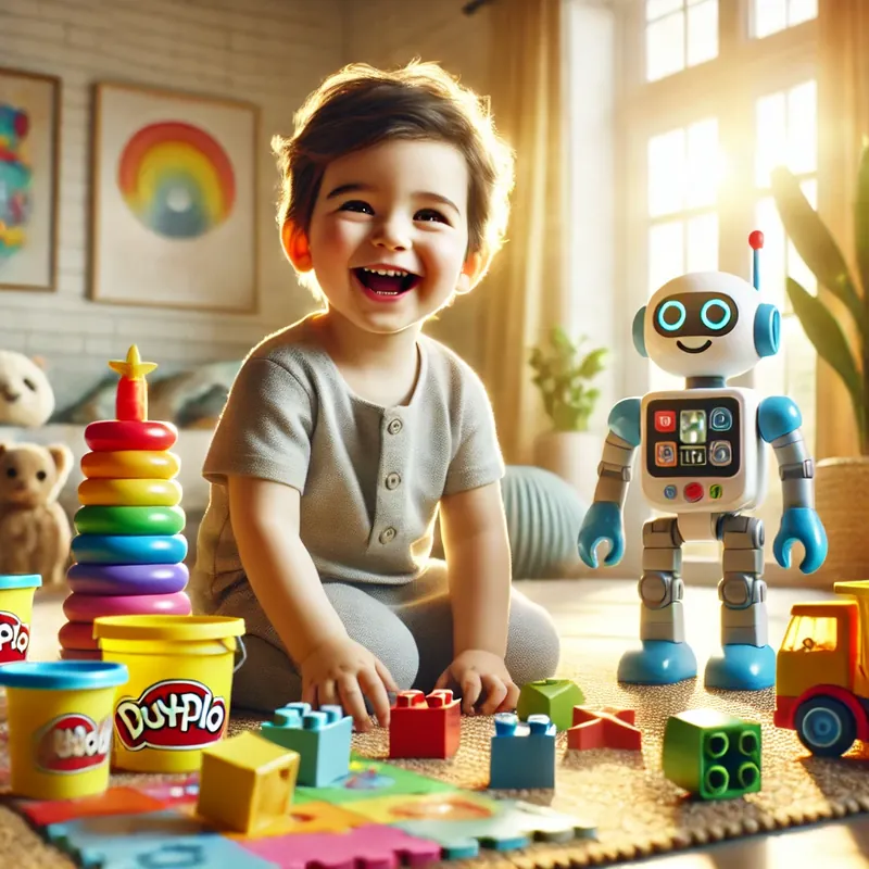 Niños de 2 a 5 años jugando con juguetes educativos y creativos en casa