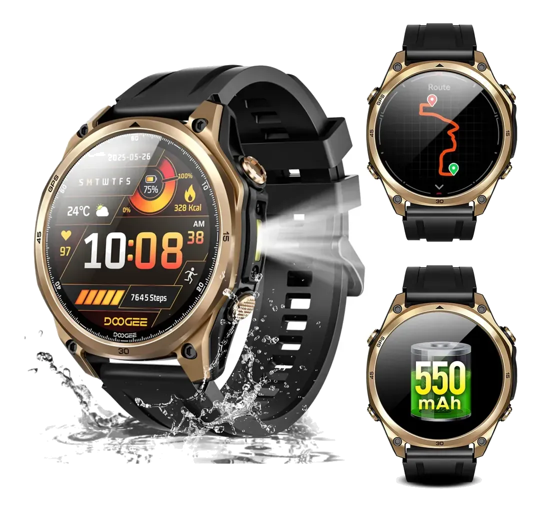 Para novio deportista Smartwatch DOOGEE Anywise W1 GPS Dual AMOLED 1.43 170+ Modos Sport Resistente Agua 50m Llamadas Bluetooth
